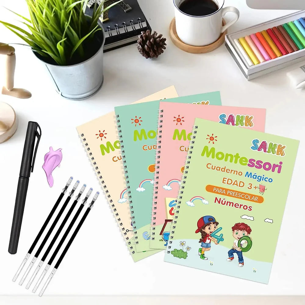 Set 4 Cuadernos Magic Caligrafia Montessori