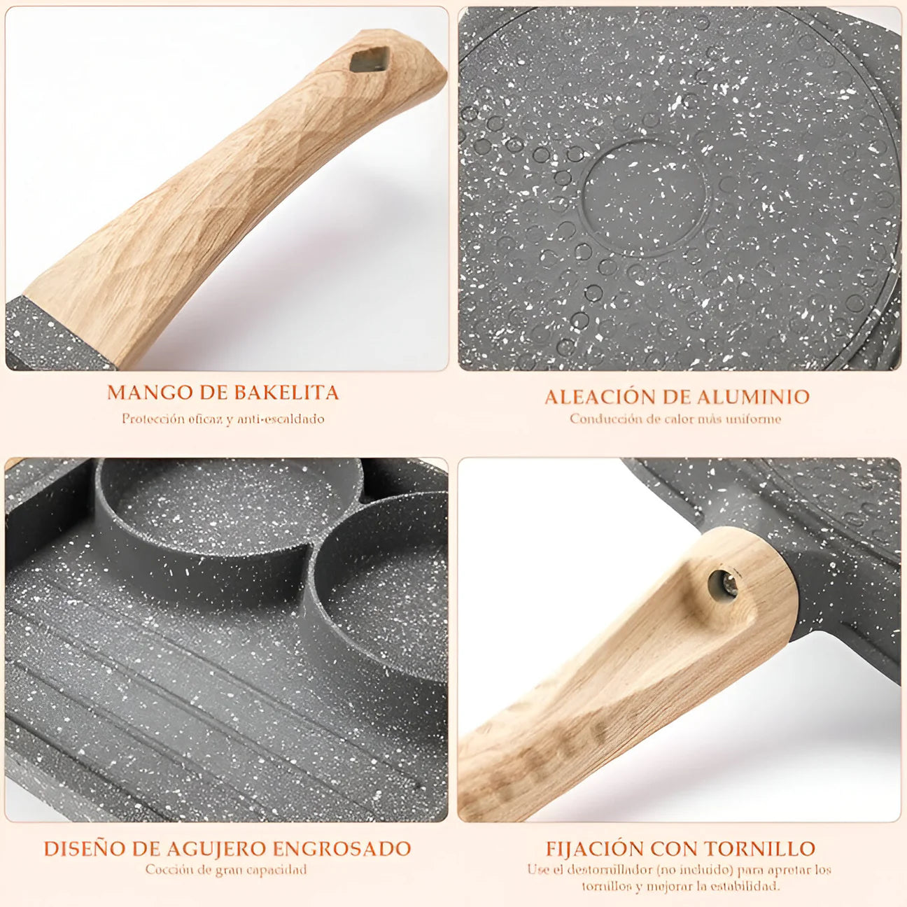 Sarten antiadherente de 3 espacios